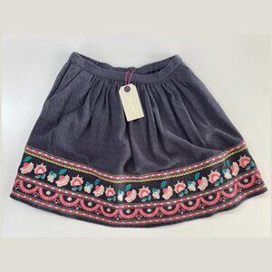 LOUISE MISHA YUNI STORM SKIRT EMBROIDERED DARK GREY/PINK 100% COTTON WITH POCKET